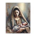 Divine Motherhood - Mary Holding the Baby Jesus Canvas Wall Art