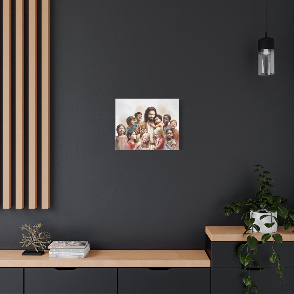 "Jesus and The Little Ones" Multicultural Christian Canvas Art