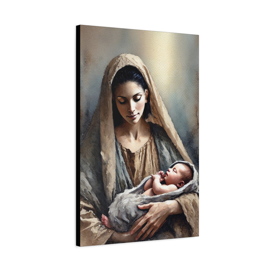 Divine Motherhood - Mary Holding the Baby Jesus Canvas Wall Art
