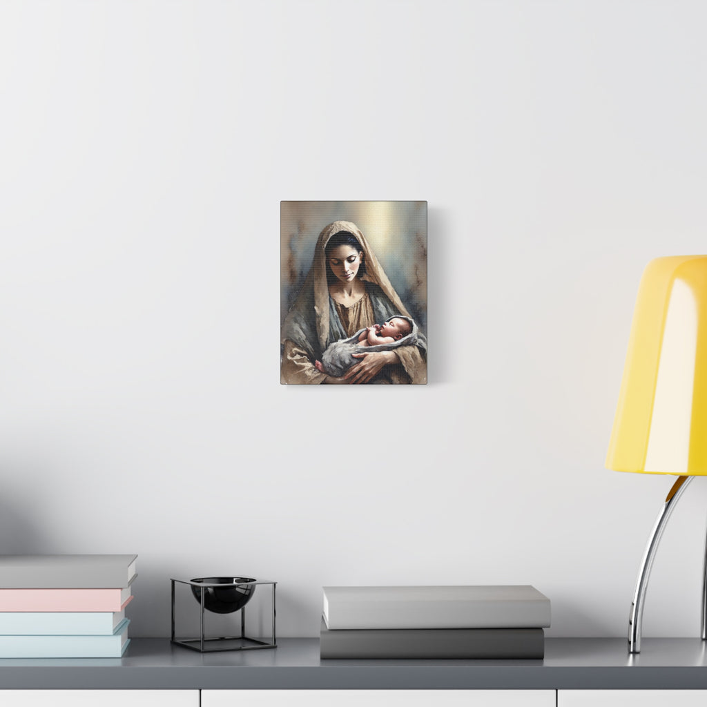 Divine Motherhood - Mary Holding the Baby Jesus Canvas Wall Art
