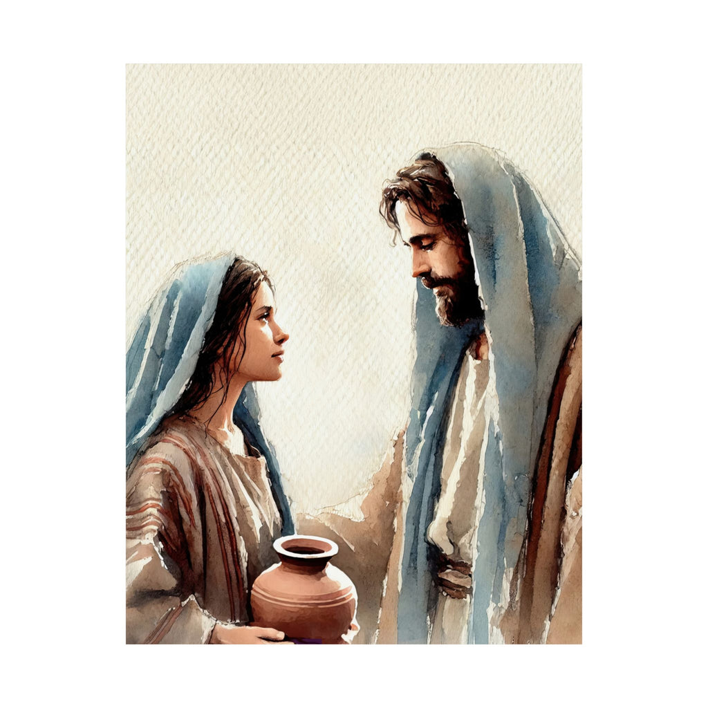 Jesus & The Woman at the Well - Archival Watercolor Poster Print