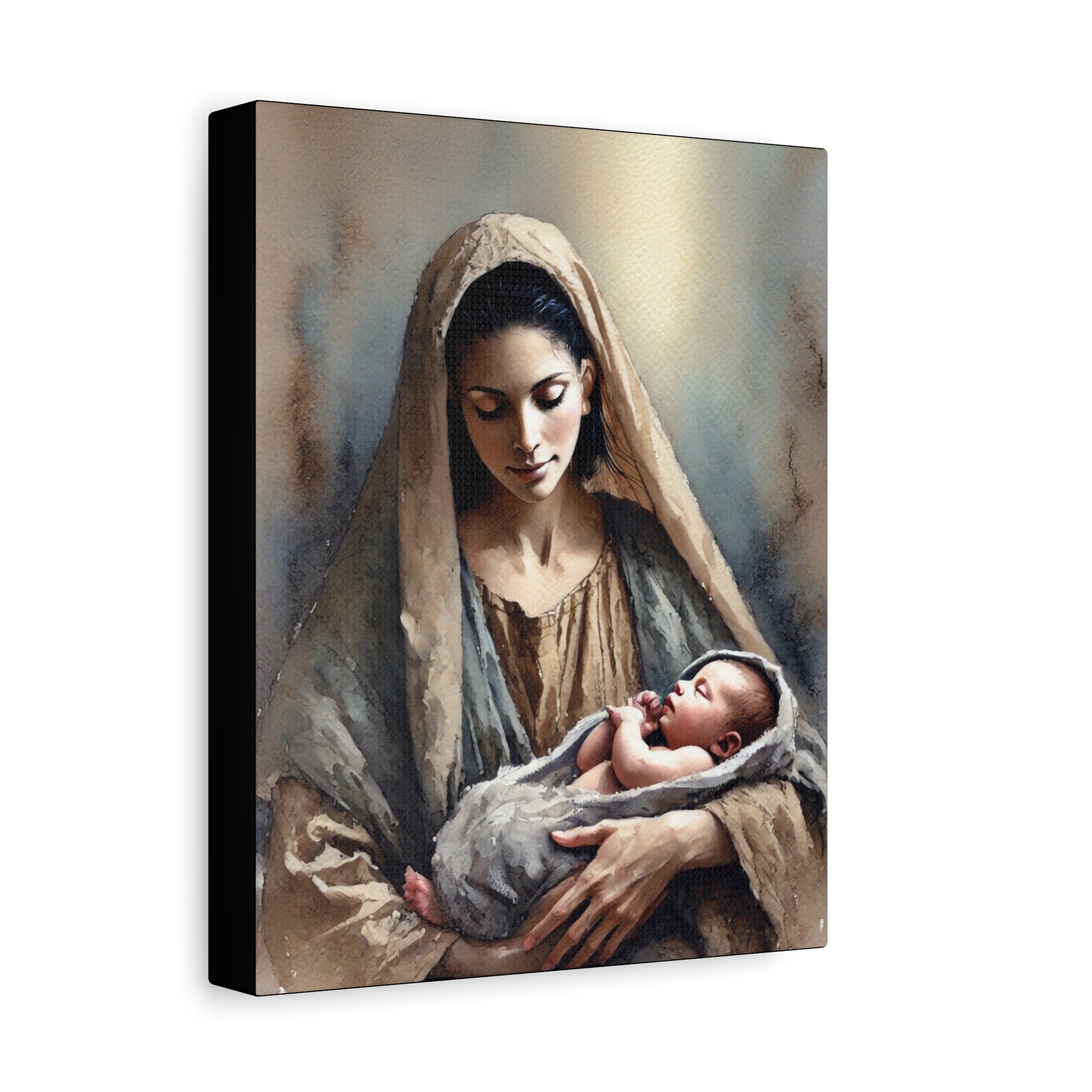 Divine Motherhood - Mary Holding the Baby Jesus Canvas Wall Art
