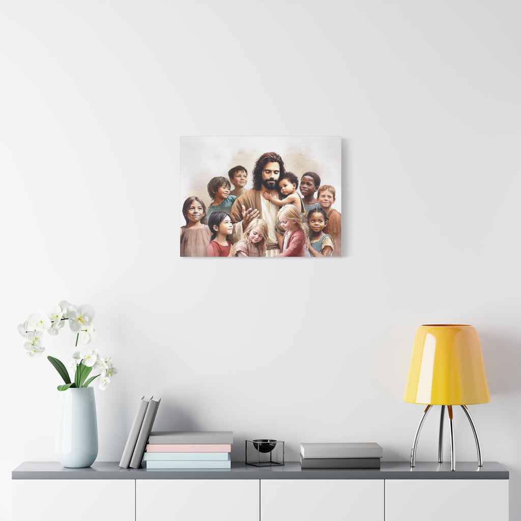 "Jesus and The Little Ones" Multicultural Christian Canvas Art
