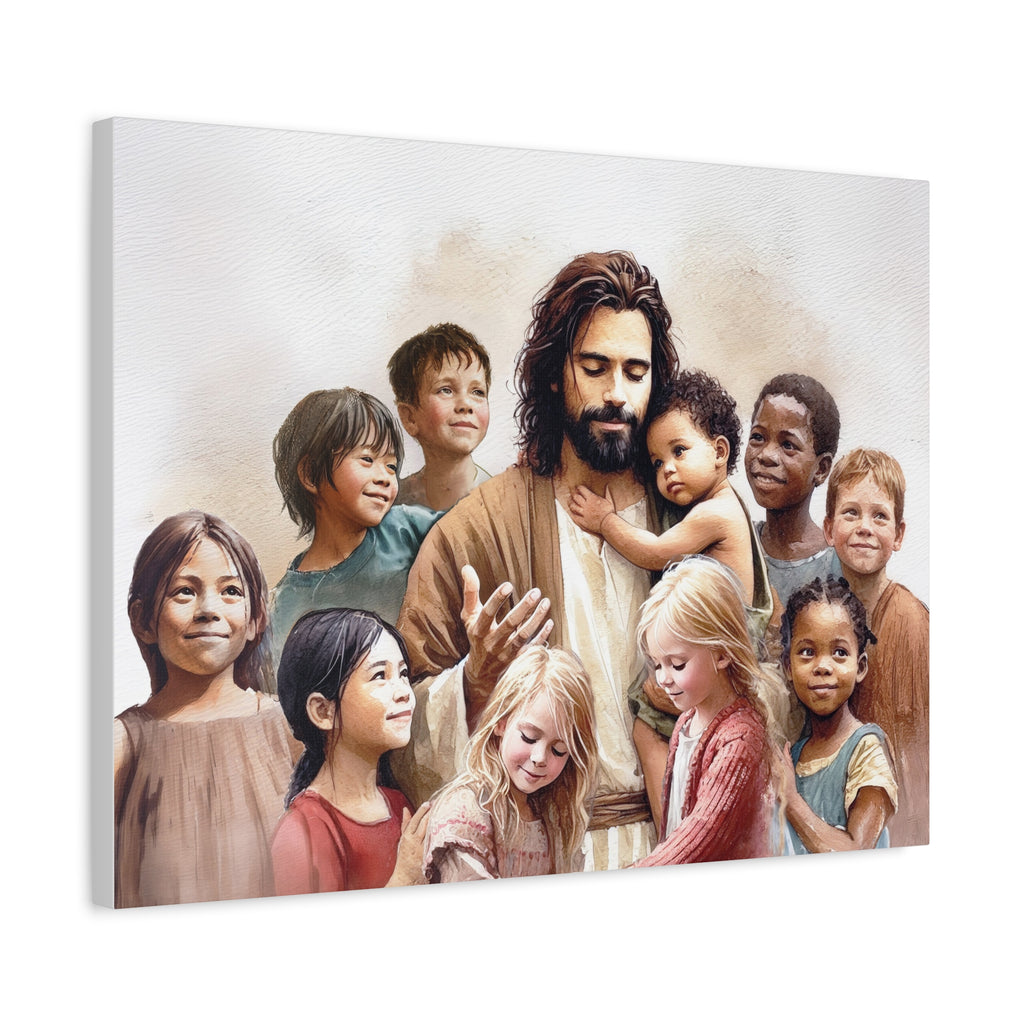"Jesus and The Little Ones" Multicultural Christian Canvas Art