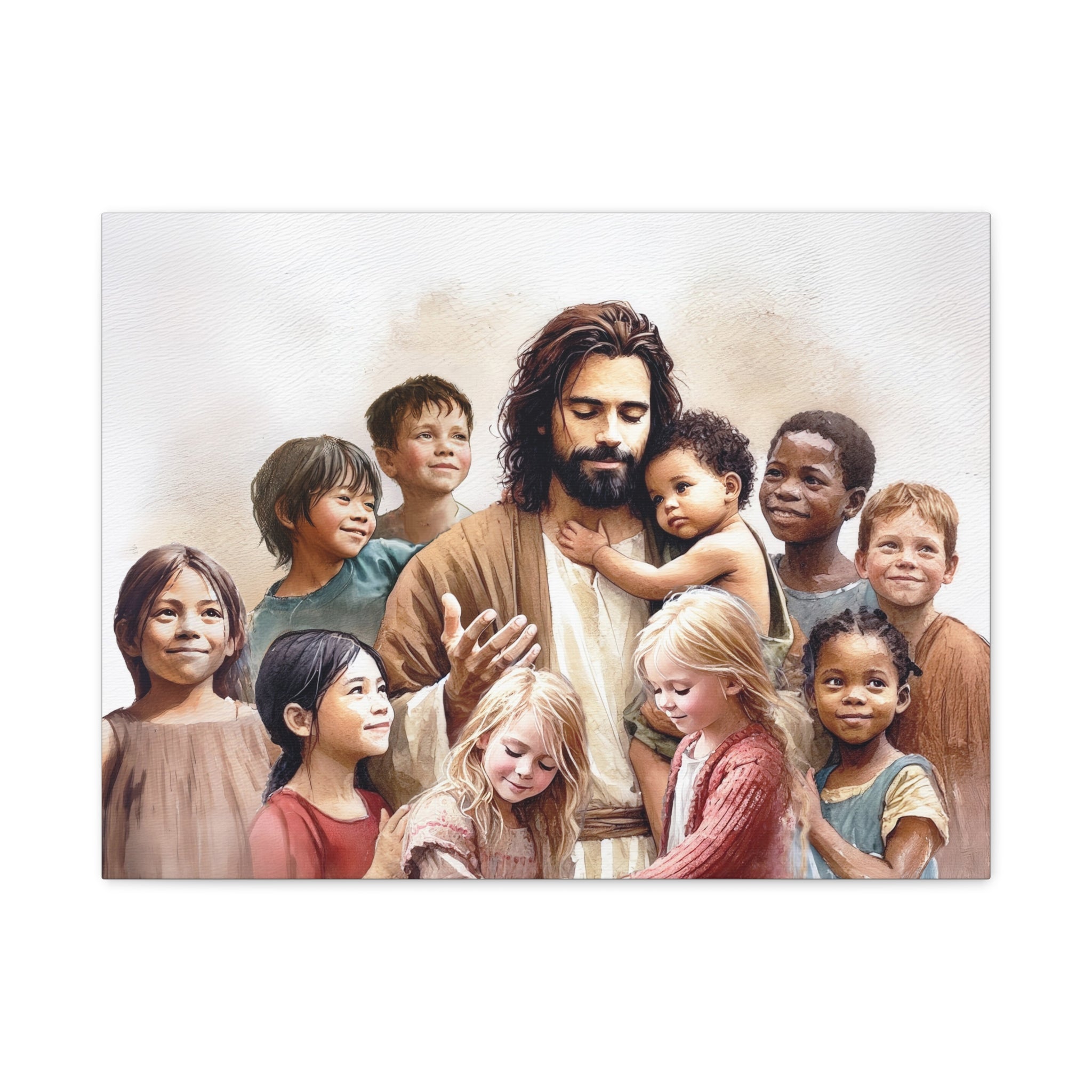 "Jesus and The Little Ones" Multicultural Christian Canvas Art