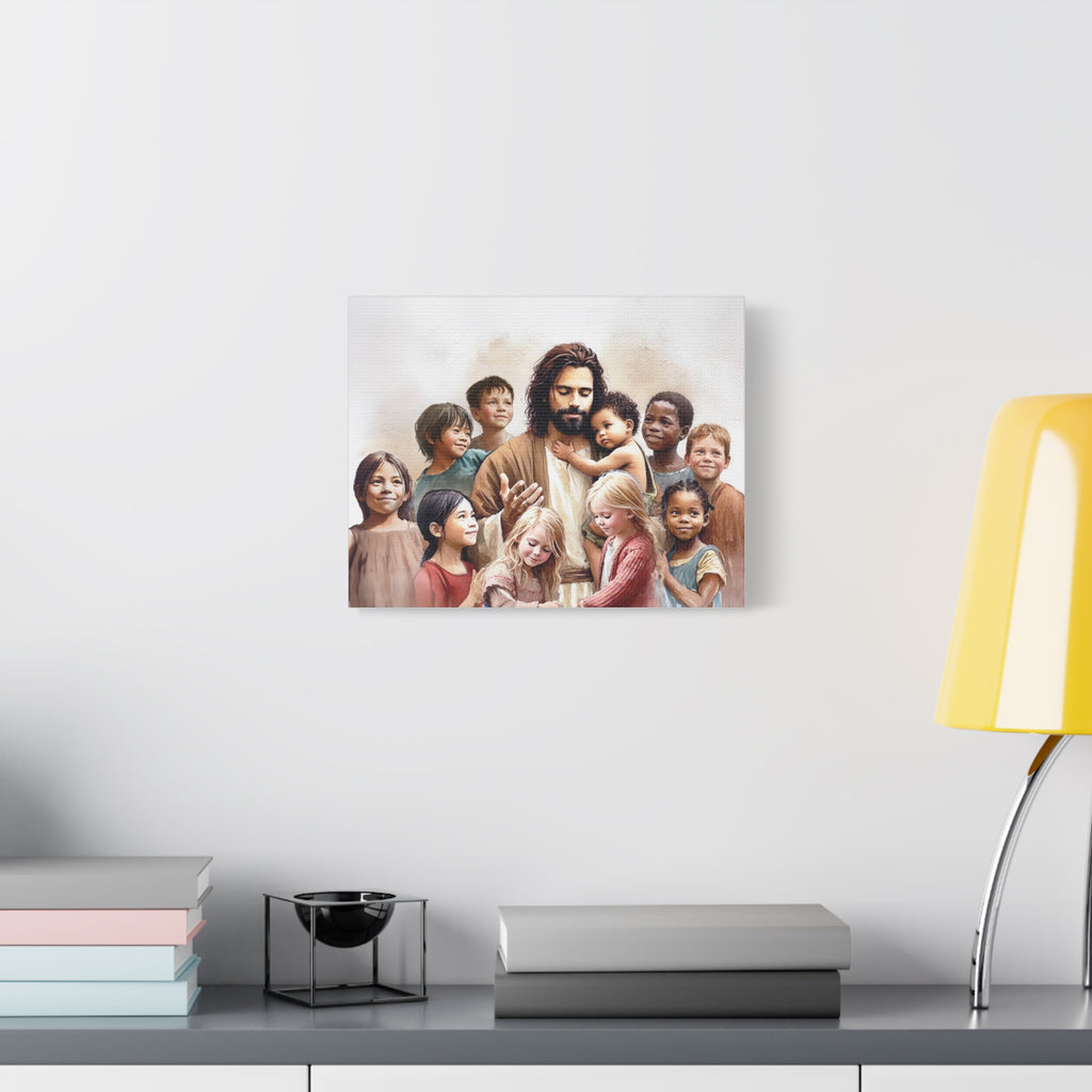"Jesus and The Little Ones" Multicultural Christian Canvas Art