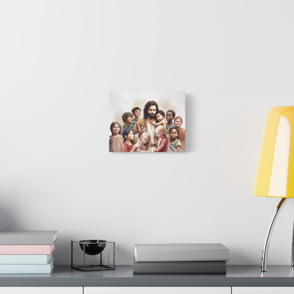 "Jesus and The Little Ones" Multicultural Christian Canvas Art