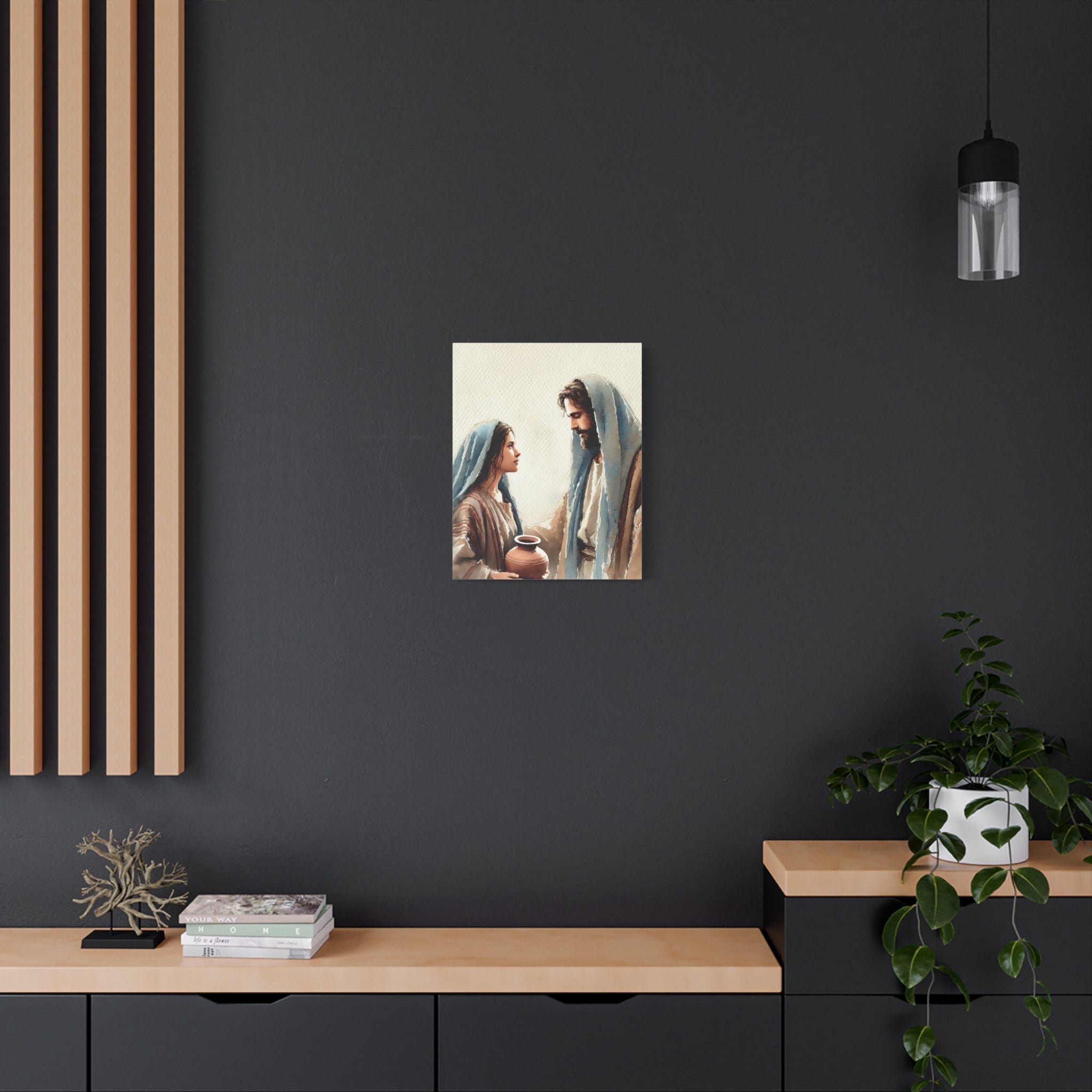 Jesus & The Woman at the Well - Spiritual Watercolor Art Canvas