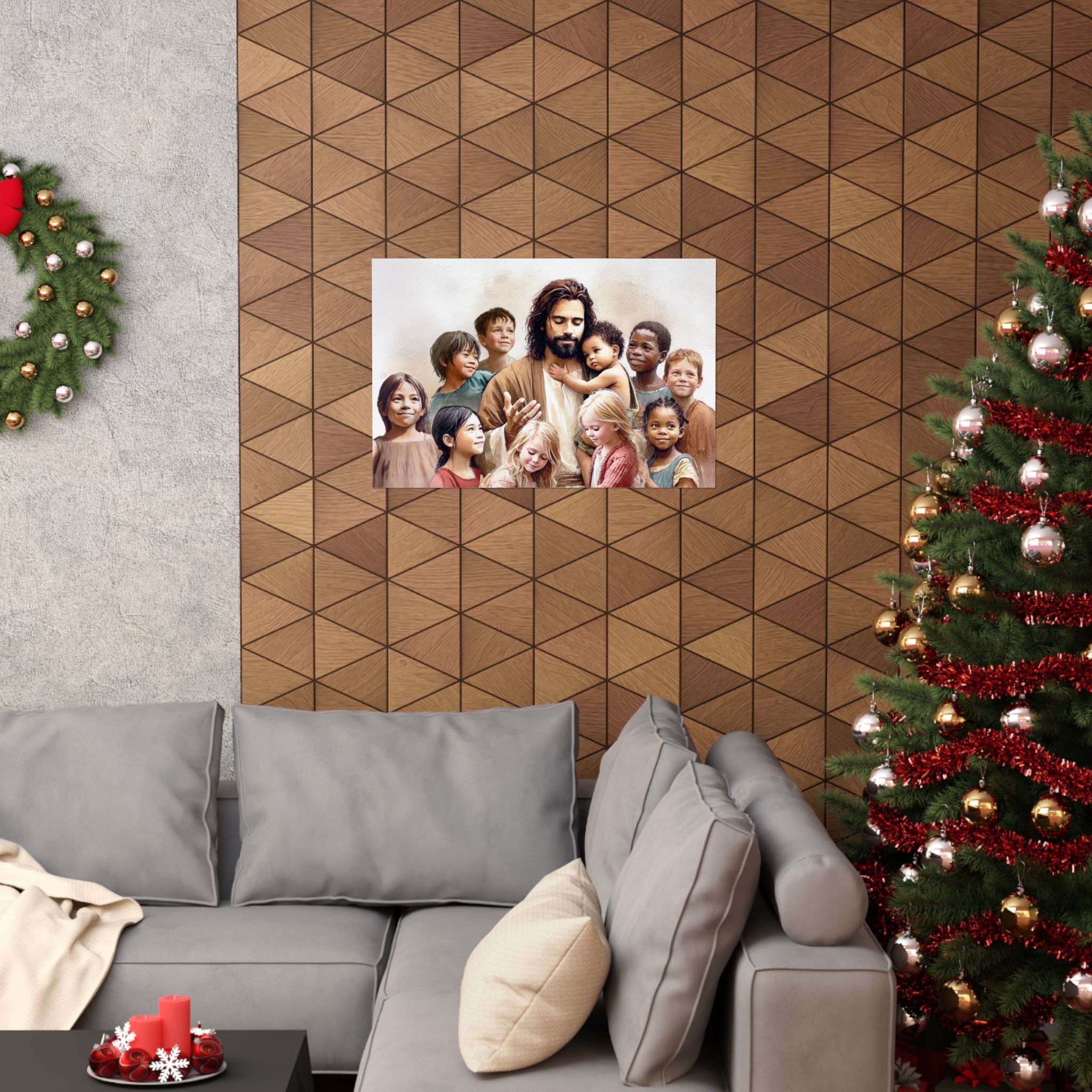 "Jesus and The Little Ones" Multicultural Christian Art | Kids Nursery Poster