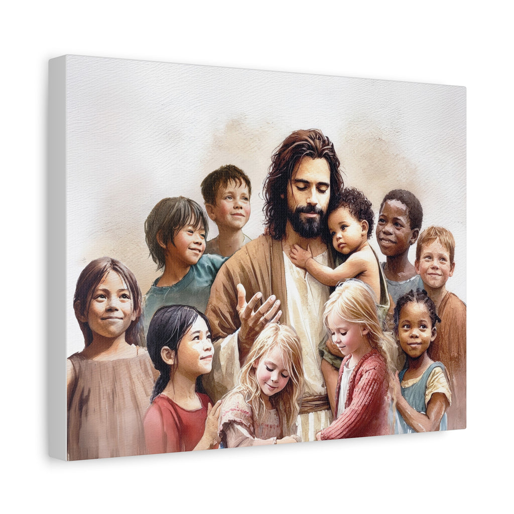 "Jesus and The Little Ones" Multicultural Christian Canvas Art