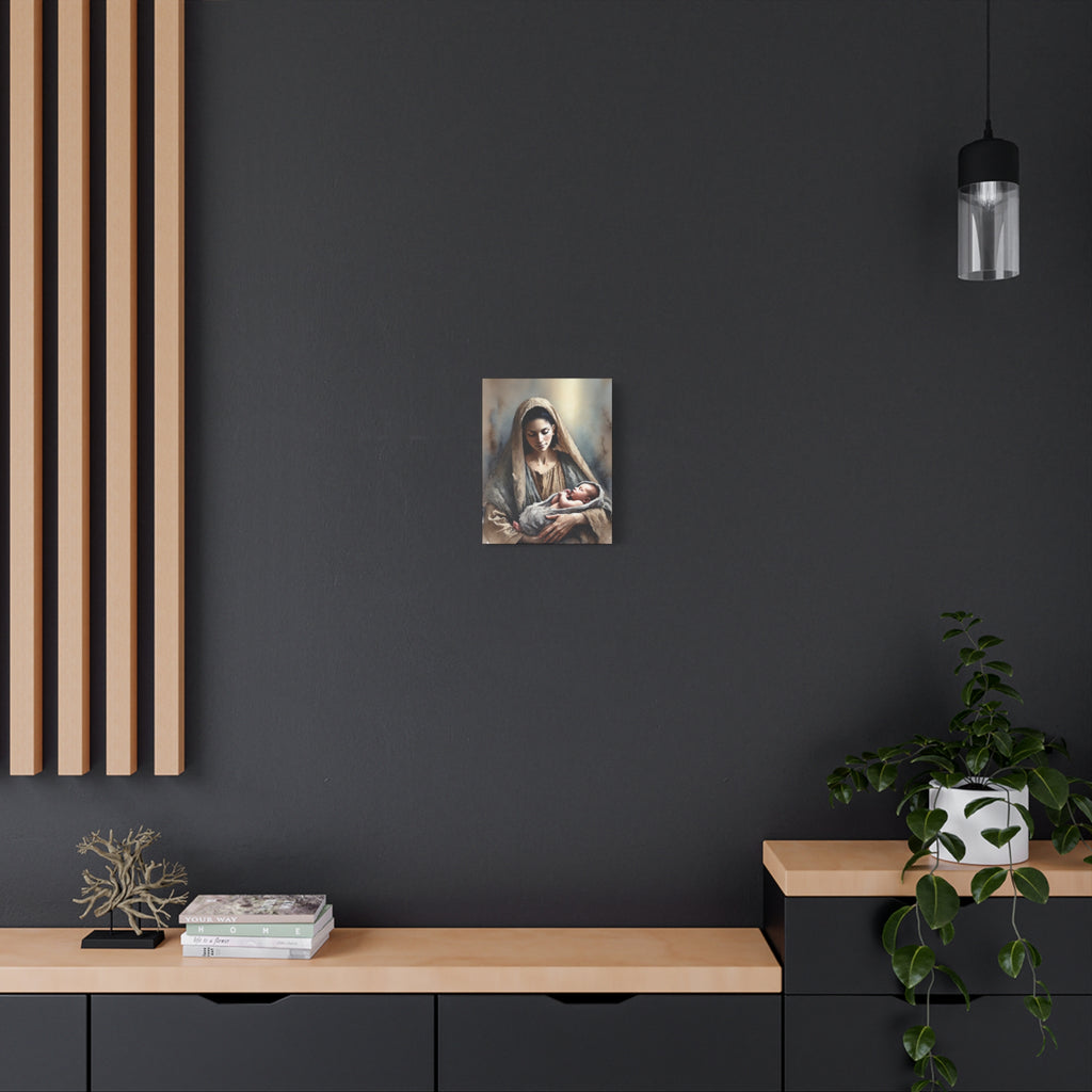 Divine Motherhood - Mary Holding the Baby Jesus Canvas Wall Art