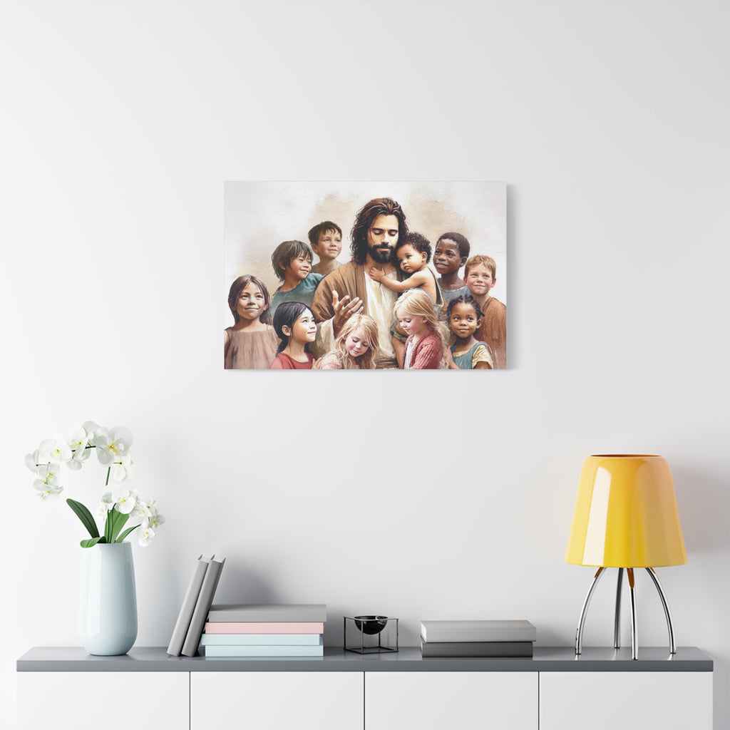 "Jesus and The Little Ones" Multicultural Christian Canvas Art
