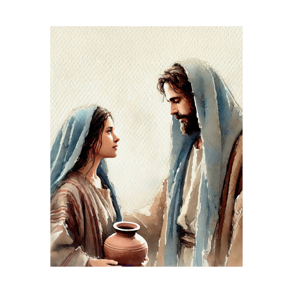 Jesus & The Woman at the Well - Archival Watercolor Poster Print