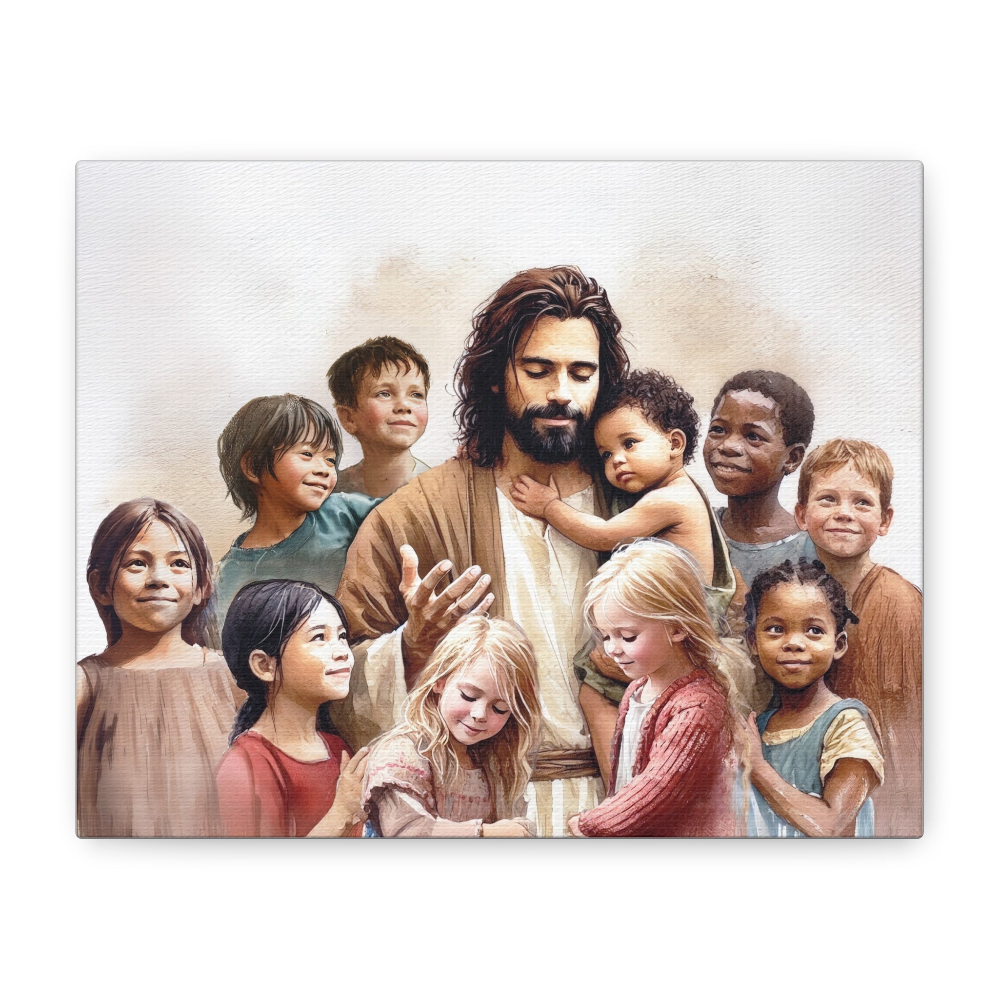 "Jesus and The Little Ones" Multicultural Christian Canvas Art