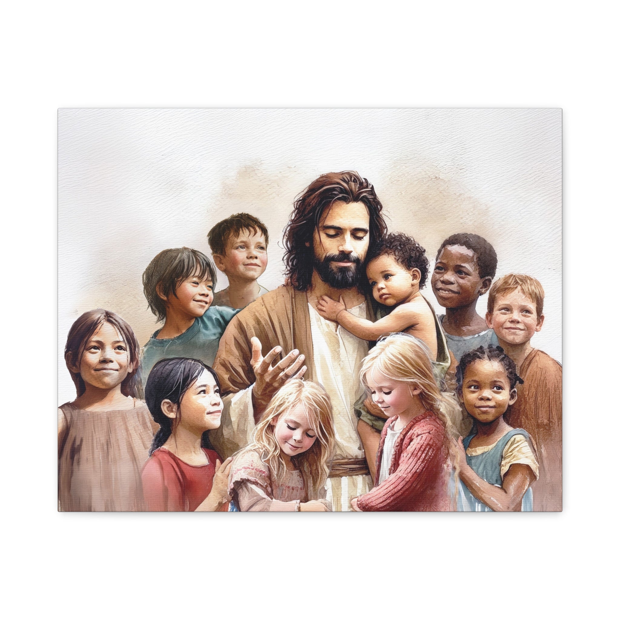 "Jesus and The Little Ones" Multicultural Christian Canvas Art