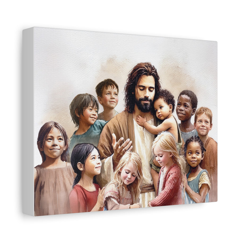 "Jesus and The Little Ones" Multicultural Christian Canvas Art