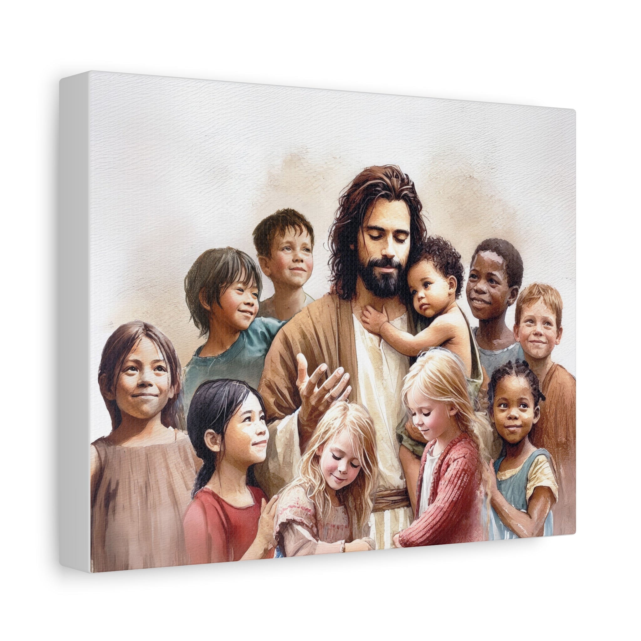 "Jesus and The Little Ones" Multicultural Christian Canvas Art