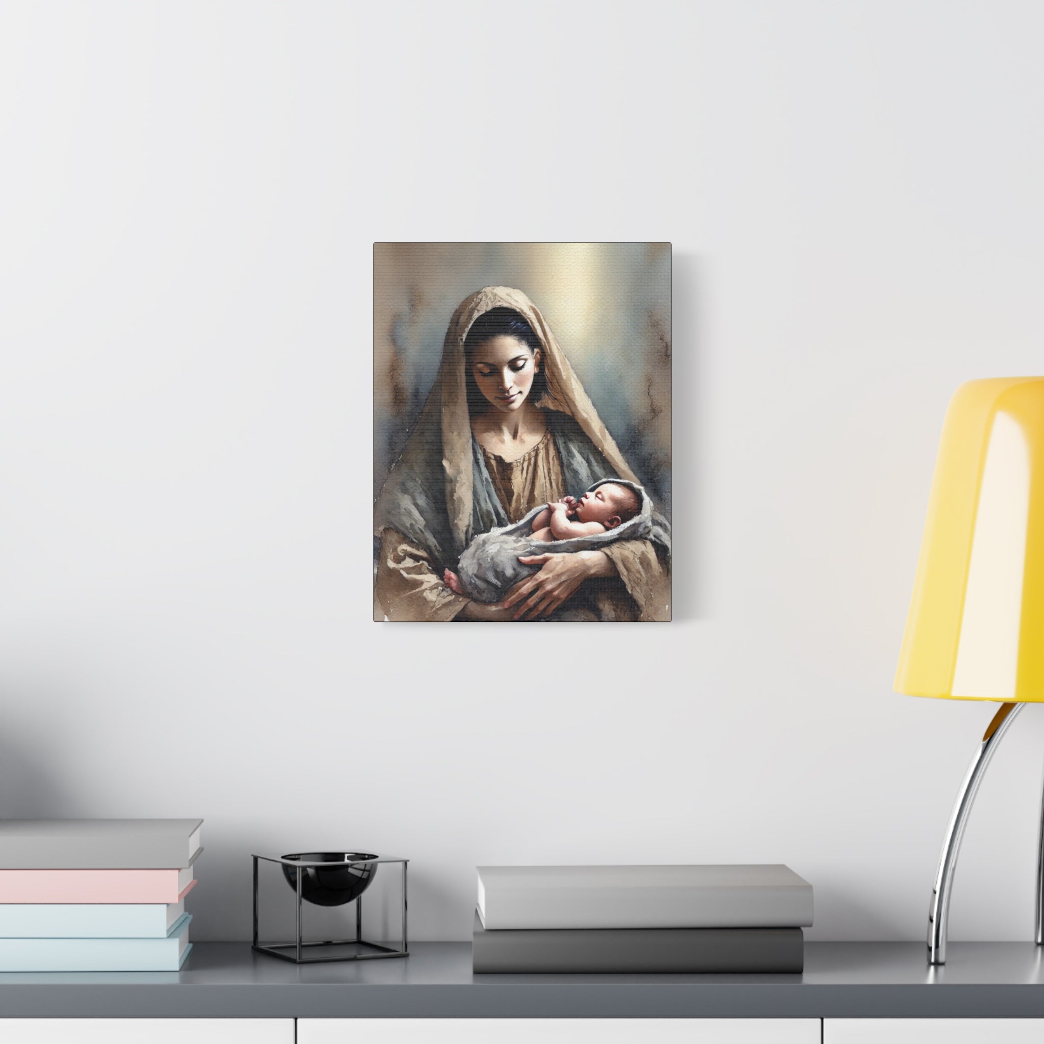 Divine Motherhood - Mary Holding the Baby Jesus Canvas Wall Art