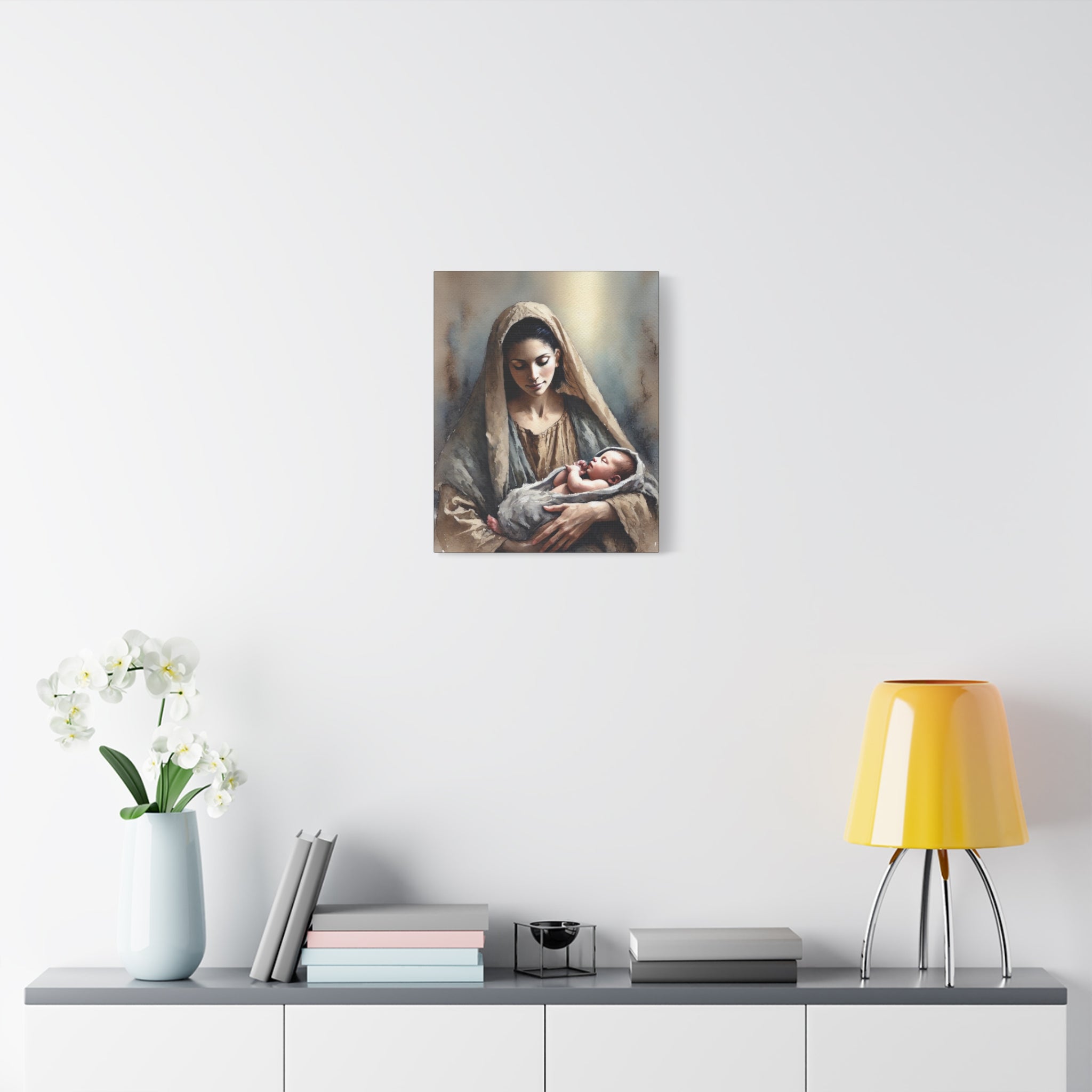 Divine Motherhood - Mary Holding the Baby Jesus Canvas Wall Art