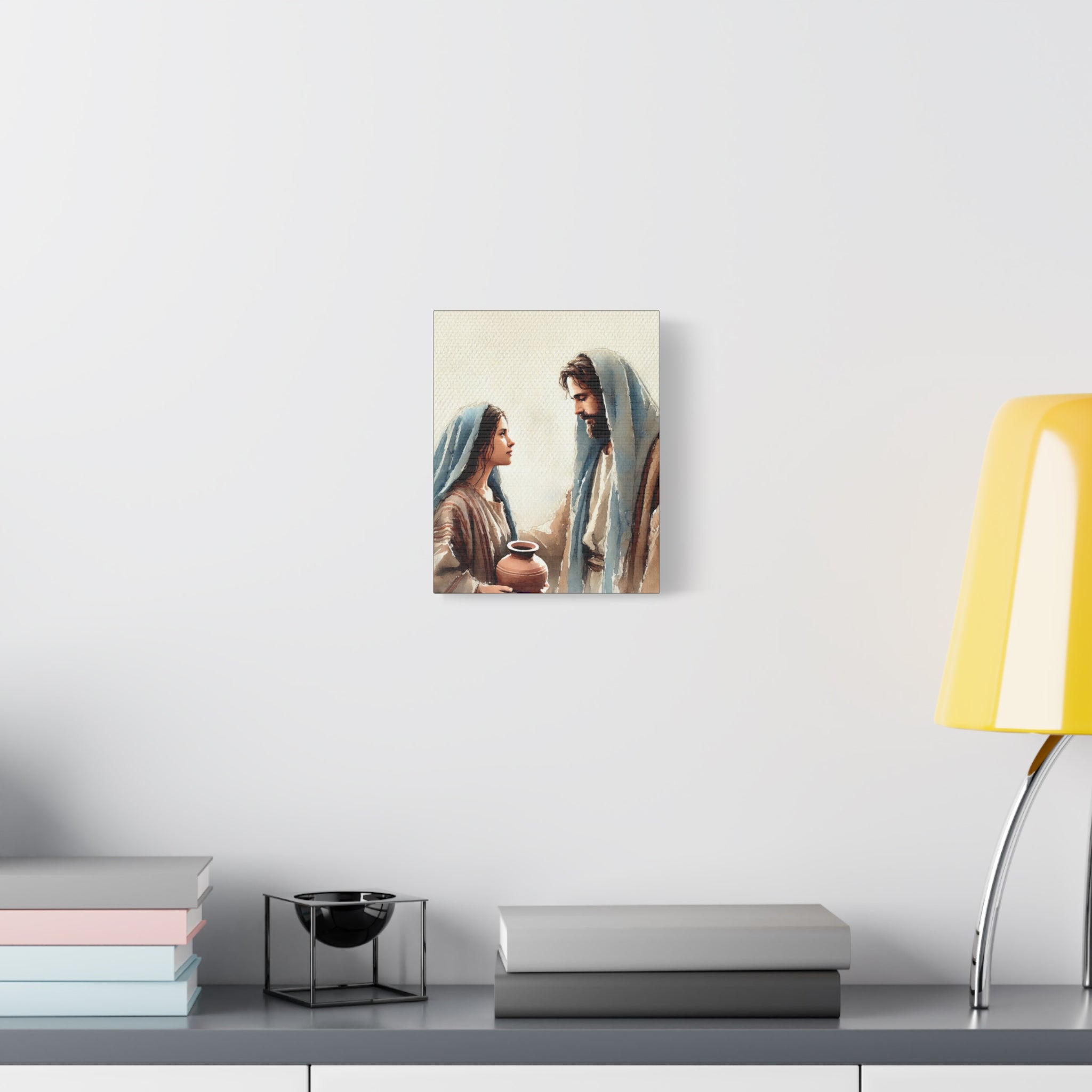 Jesus & The Woman at the Well - Spiritual Watercolor Art Canvas