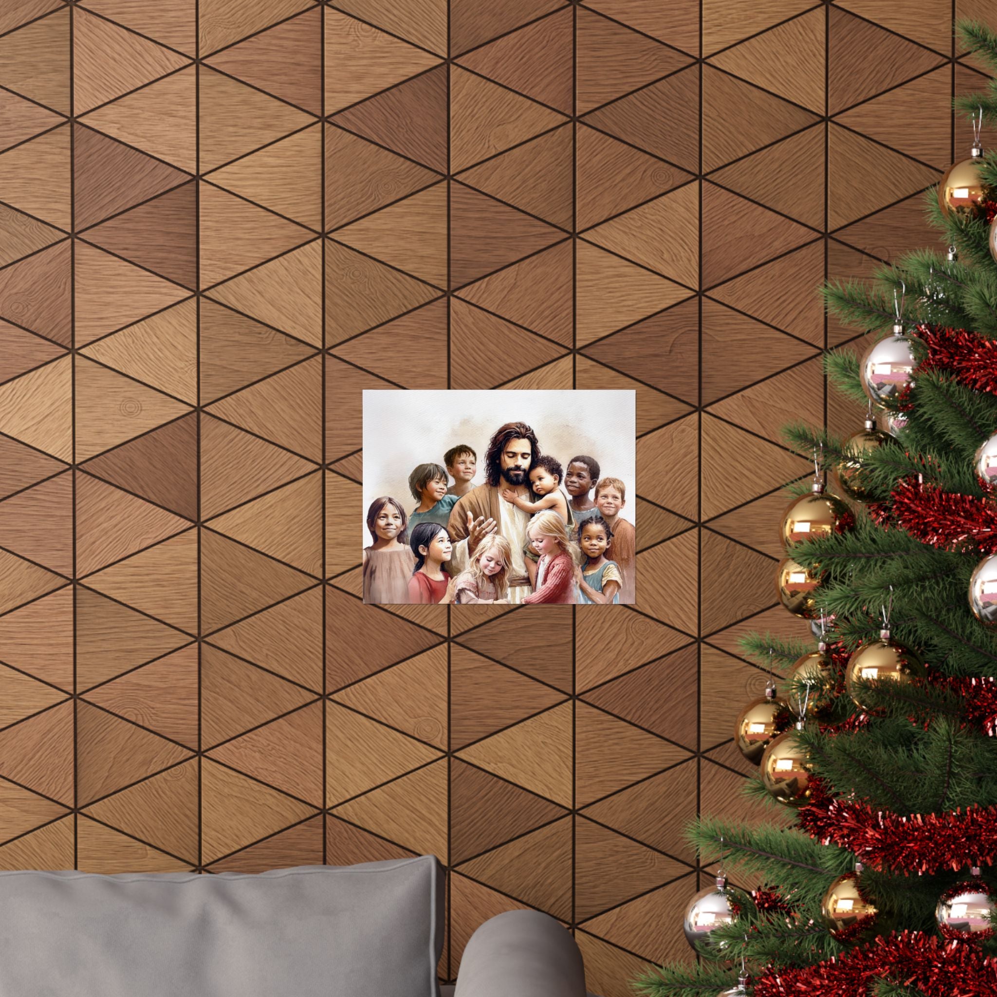 "Jesus and The Little Ones" Multicultural Christian Art | Kids Nursery Poster