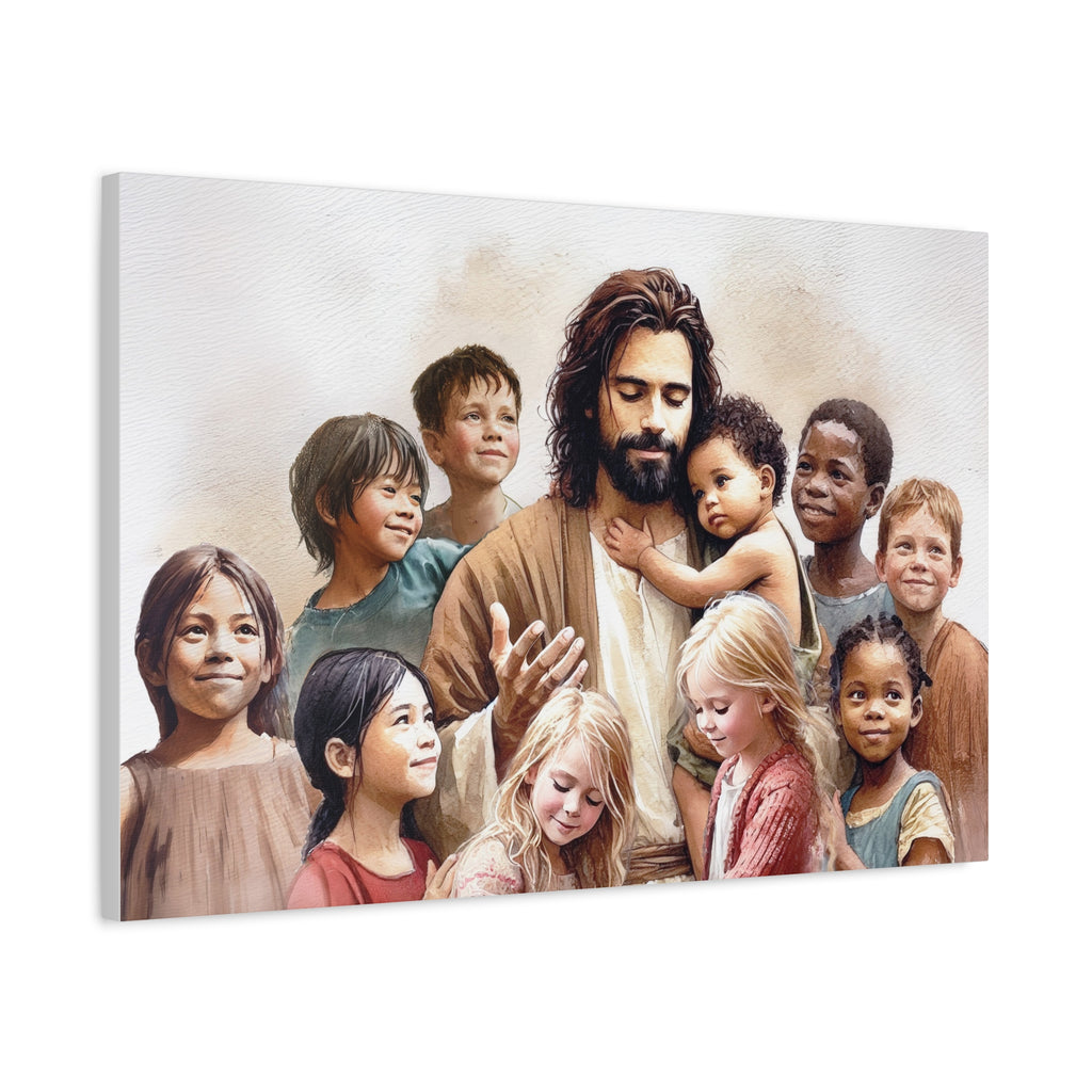 "Jesus and The Little Ones" Multicultural Christian Canvas Art